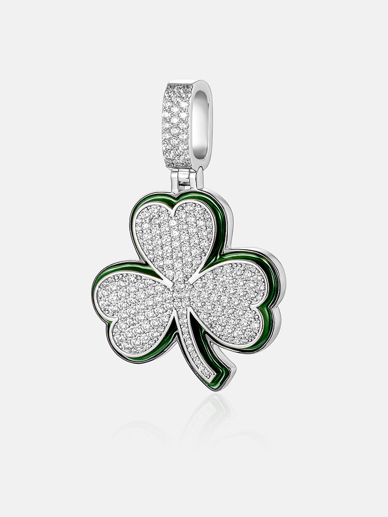 MW Lavish VVS Moissanite 925 Sterling Silver Leaf Clover Pendant Hip Hop MW_P1015