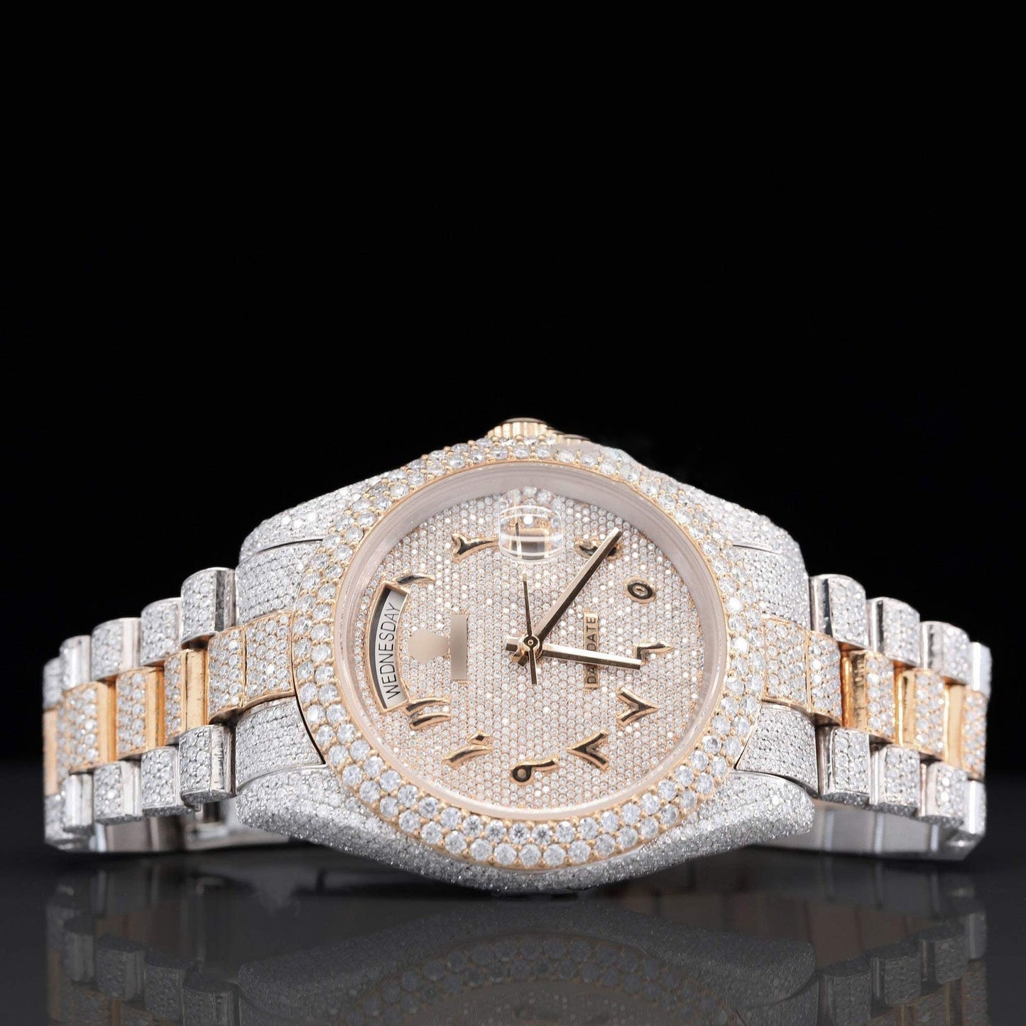Fully Moissanite Watch – Arabic Numerals, Iced-Out Automatic Luxury Timepiece for Men with Ultimate Shine