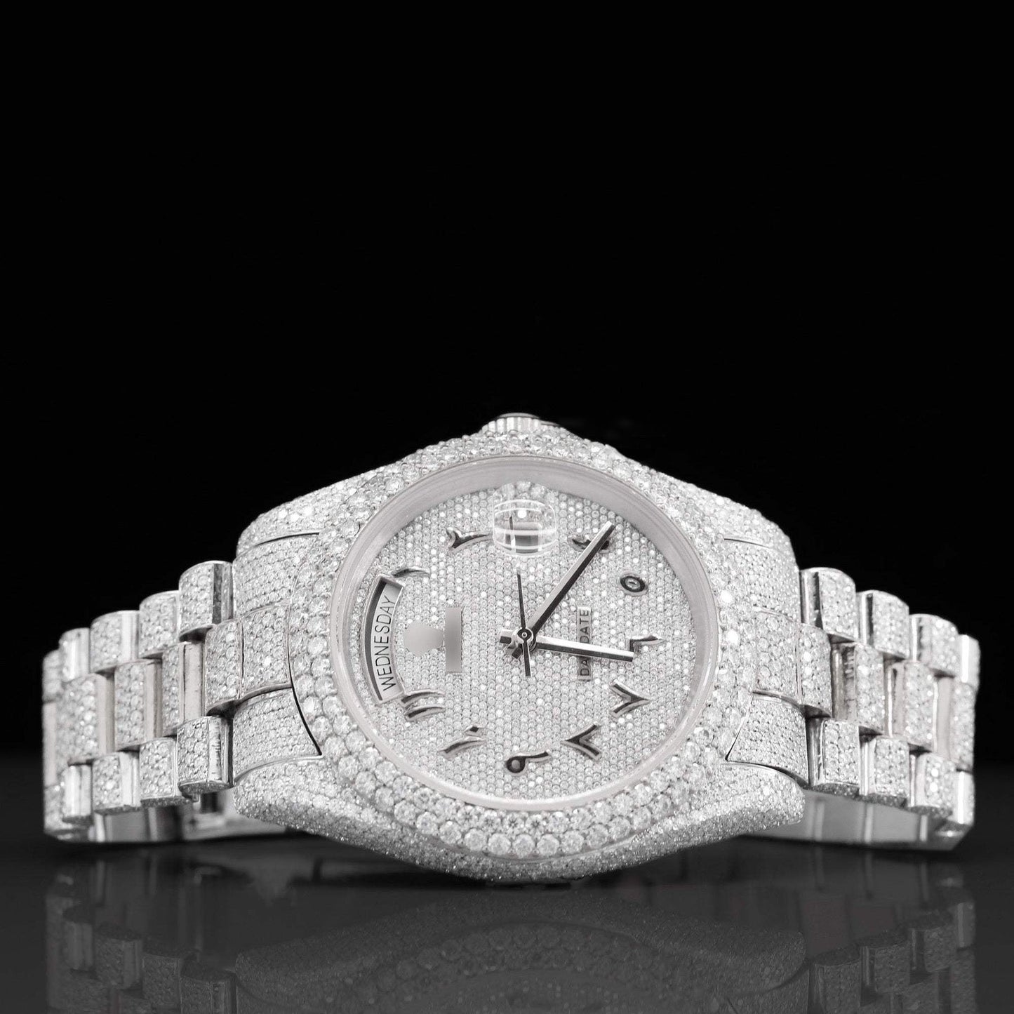 Fully Moissanite Watch – Arabic Numerals, Iced-Out Automatic Luxury Timepiece for Men with Ultimate Shine