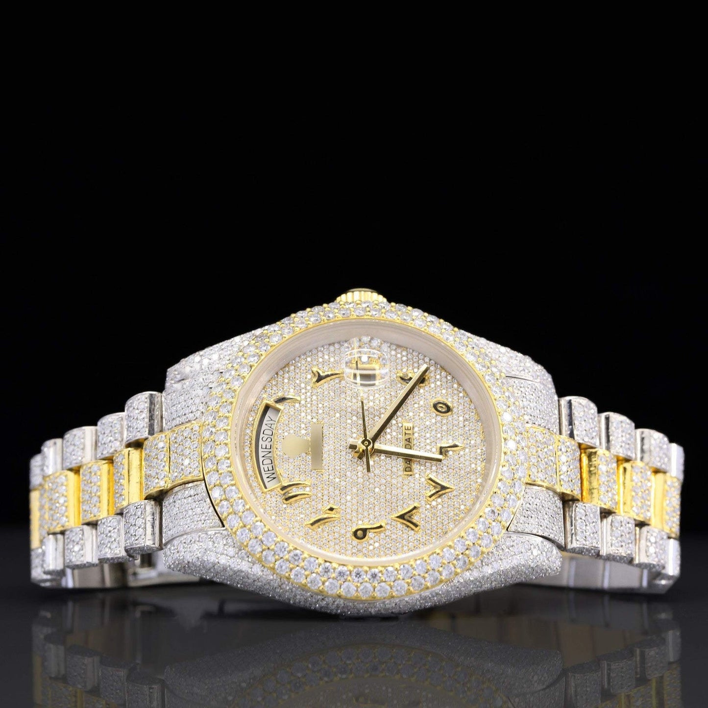Fully Moissanite Watch – Arabic Numerals, Iced-Out Automatic Luxury Timepiece for Men with Ultimate Shine