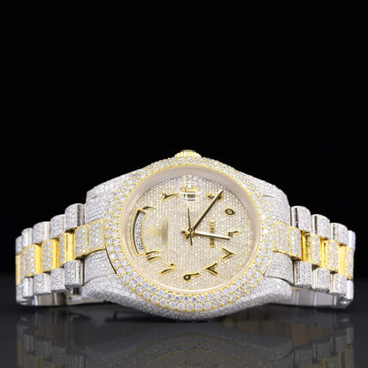 Fully Moissanite Watch – Arabic Numerals, Iced-Out Automatic Luxury Timepiece for Men with Ultimate Shine