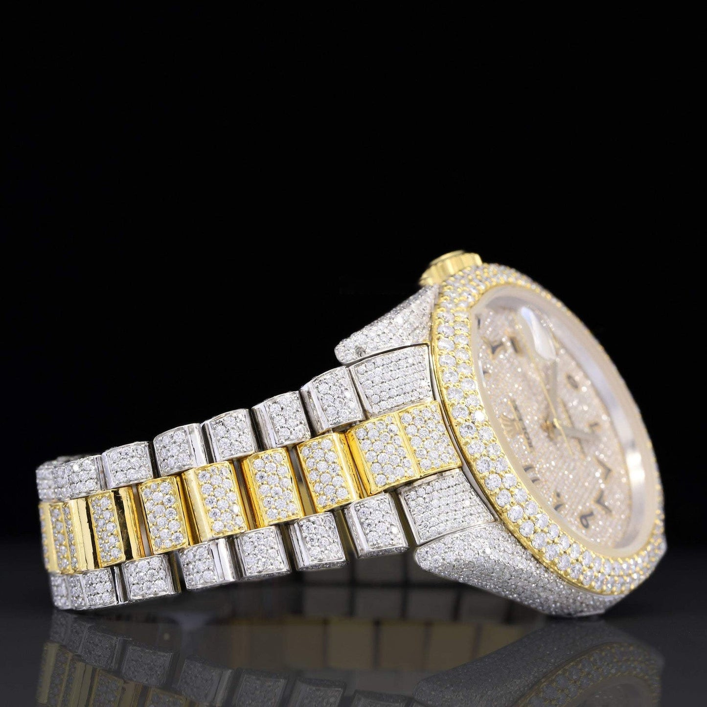 Fully Moissanite Watch – Arabic Numerals, Iced-Out Automatic Luxury Timepiece for Men with Ultimate Shine