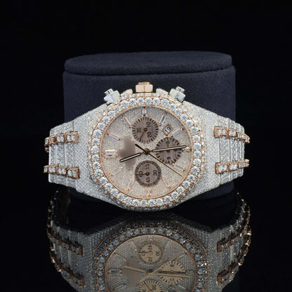 Fabulous Fully Iced-Out Moissanite Diamond Watch – Fully Automatic Chronograph Luxury Timepiece for Men
