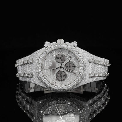 Fabulous Fully Iced-Out Moissanite Diamond Watch – Fully Automatic Chronograph Luxury Timepiece for Men