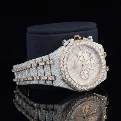 Fabulous Fully Iced-Out Moissanite Diamond Watch – Fully Automatic Chronograph Luxury Timepiece for Men