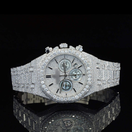Iced-Out Automatic Moissanite Diamond Wristwatch for Men – Luxury Bling Timepiece with Ultimate Shine & Style