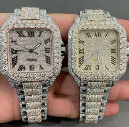 MW Luxury  Bust Down Moissanite Hip Hop Premium Roman Dial Bust Down  Moissanite Fully Iced Out  MW_C1071