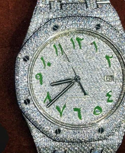 MW Gorgeous Arabic Dial VVS Moissanite Iced Out Hip Hop Stainless Round Watch MW_AP1012