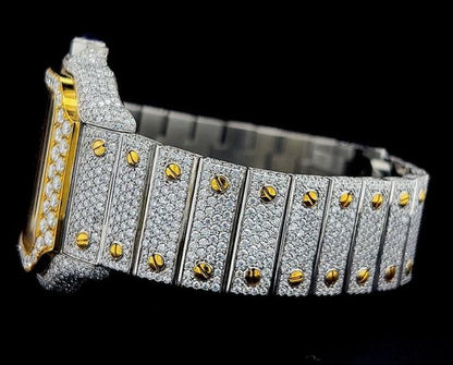 MW Moissanite Luxury Gold Dial Bust Down D Moissanite d  Bust Down Square  Dial Premium Fully   Iced Out  MW_C1063