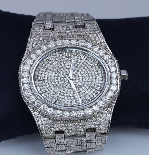 MW Premium Round Dial VVS Moissanite  Stainless Steel Watch Iced Out Hip Hop Watch MW_AP1041