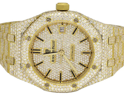 Luxury Iced Out Moissanite Diamond Men Watch Yellow Gold Plated 42mm Men Watch