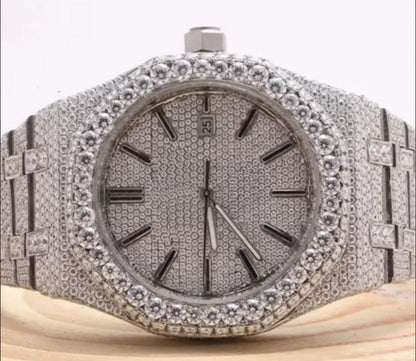 MW Classic Round Dial VVS Moissanite  Stainless Steel Watch Iced Out Hip Hop Watch MW_AP1040