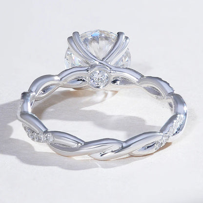 Petite Twisted Vine Moissanite Engagement Ring – Round Cut Promise Ring for Women in 925 Sterling Silver