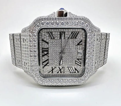 MW Moissanite Premium Rectangle White Dial Bust Down D Moissanite d  Bust Down Square  Dial Premium Fully   Iced Out  MW_C1065