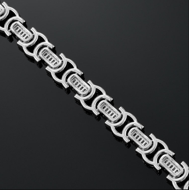 MW Classic VVS Moissanite 925 Sterling Silver 12MM Byzantine Link Bracelet Hip Hop MW_CB1039
