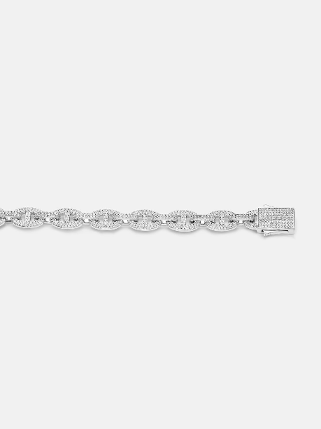 MW Unique VVS Moissanite 925 Sterling Silver 8MM G-Link Bracelet Hip Hop MW_CB1033