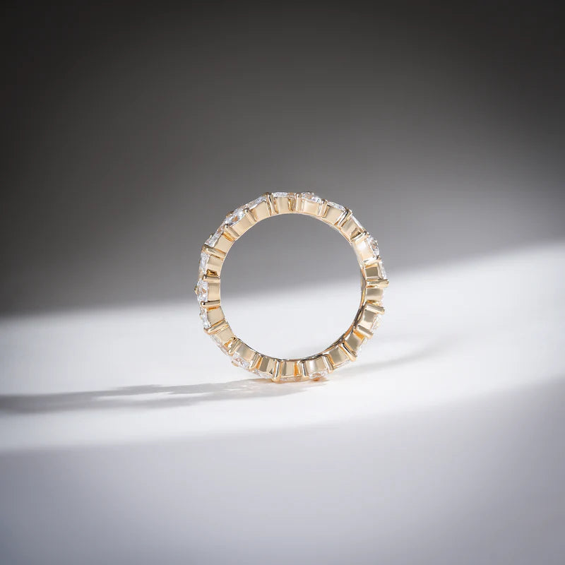 Marquise Moissanite Wedding Band – 925 Sterling Silver Art Deco Vintage Half Eternity Ring | Unique Stacking Promise or Anniversary Gift for Her