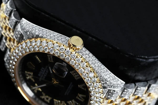 MW Fully Moissanite Round Roman Dial Automatic Watch  Iced Out VVS  Diamond Hip Hop Bust Down Watch Movement Watch Fully Iced out Watch MW_R1049