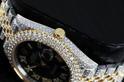 MW Fully Moissanite Round Roman Dial Automatic Watch  Iced Out VVS  Diamond Hip Hop Bust Down Watch Movement Watch Fully Iced out Watch MW_R1049