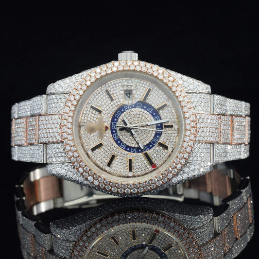 Men’s White Dial Moissanite Diamond Watch – Iced-Out Luxury Timepiece with Sleek Design & Brilliant Shine