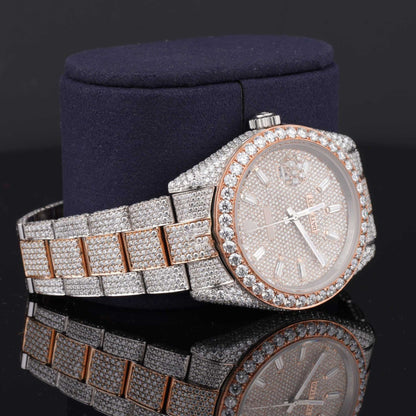 Men’s Two-Tone Iced-Out Moissanite Watch – Hip-Hop Style Luxury Timepiece with Ultimate Shine & Bling