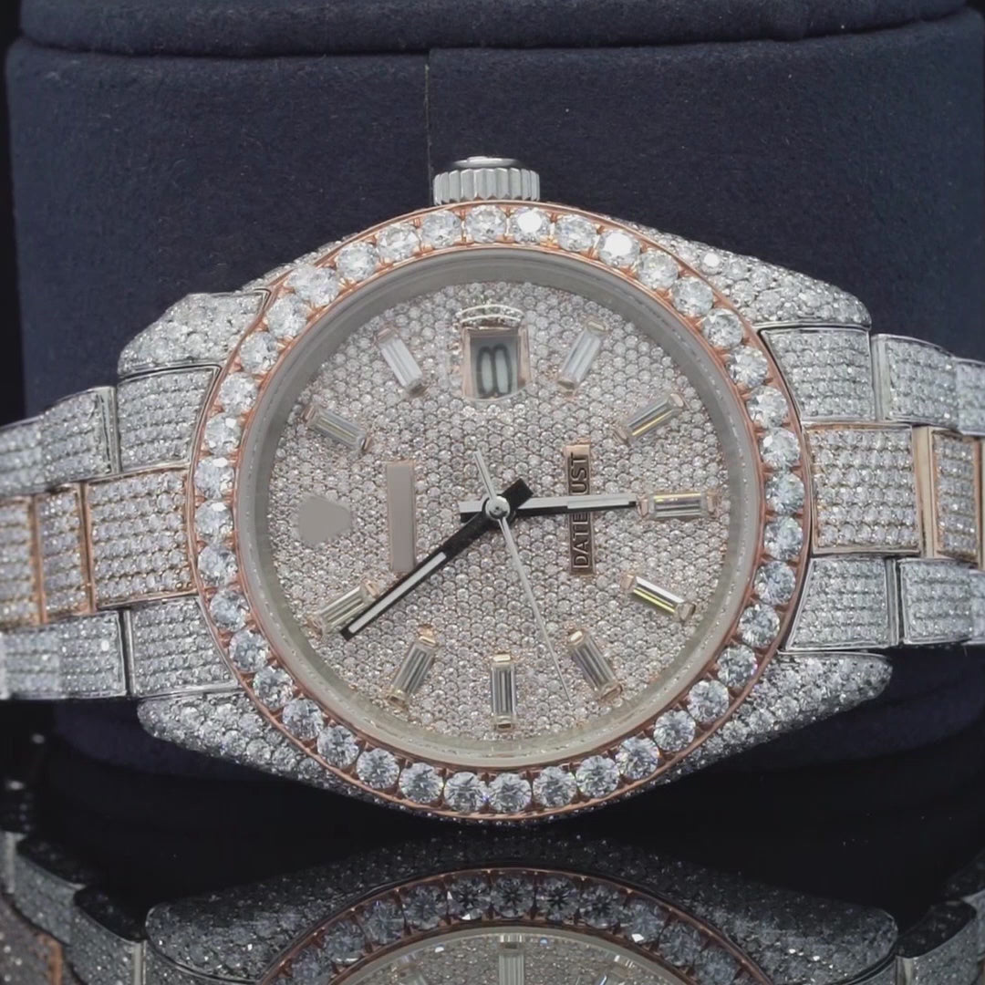 Men’s Two-Tone Iced-Out Moissanite Watch – Hip-Hop Style Luxury Timepiece with Ultimate Shine & Bling