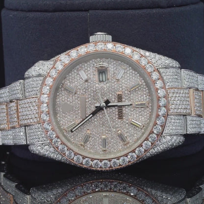 Men’s Two-Tone Iced-Out Moissanite Watch – Hip-Hop Style Luxury Timepiece with Ultimate Shine & Bling