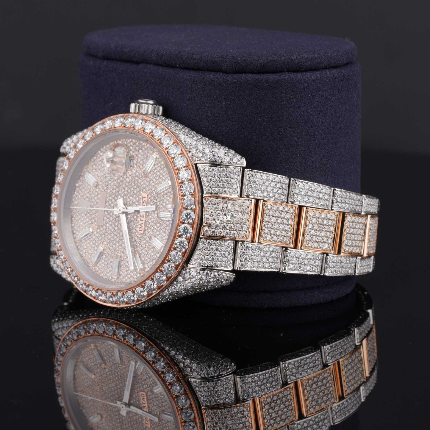 Men’s Two-Tone Iced-Out Moissanite Watch – Hip-Hop Style Luxury Timepiece with Ultimate Shine & Bling