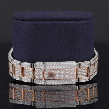 Men’s Two-Tone Iced-Out Moissanite Watch – Hip-Hop Style Luxury Timepiece with Ultimate Shine & Bling