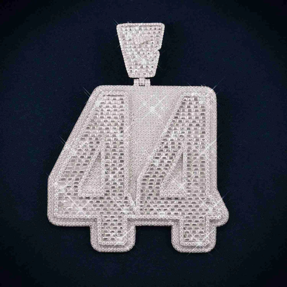 "44" Custom Moissanite Pendant – Iced Out Diamond-Look Hip Hop Necklace Jewelry for Men & Women