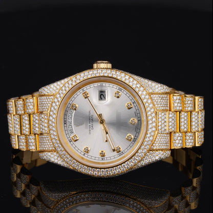 Classic Iced-Out Moissanite Diamond Watch – Automatic Luxury Timepiece with Timeless Elegance
