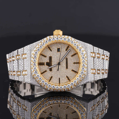 Classic Moissanite Diamond Iced-Out Bust Down Automatic Watch – Rose, White & Yellow Gold Plated Luxury Timepiece
