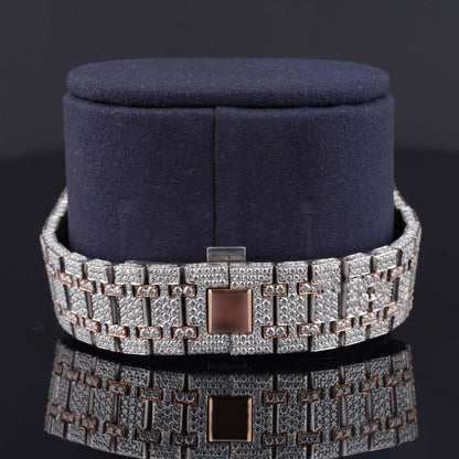 Classic Moissanite Diamond Iced-Out Bust Down Automatic Watch – Rose, White & Yellow Gold Plated Luxury Timepiece