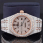 Classic Moissanite Diamond Iced-Out Bust Down Automatic Watch – Rose, White & Yellow Gold Plated Luxury Timepiece