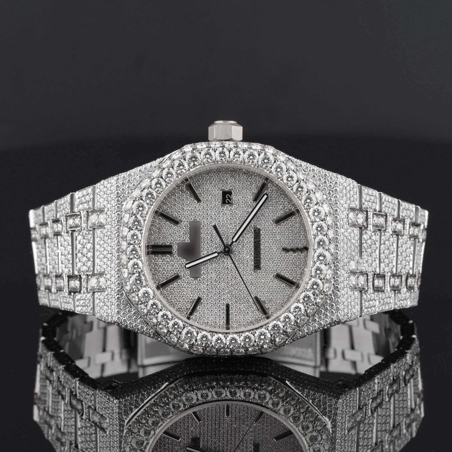 Classic Moissanite Diamond Iced-Out Bust Down Automatic Watch – Rose, White & Yellow Gold Plated Luxury Timepiece
