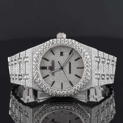 Classic Moissanite Diamond Iced-Out Bust Down Automatic Watch – Rose, White & Yellow Gold Plated Luxury Timepiece