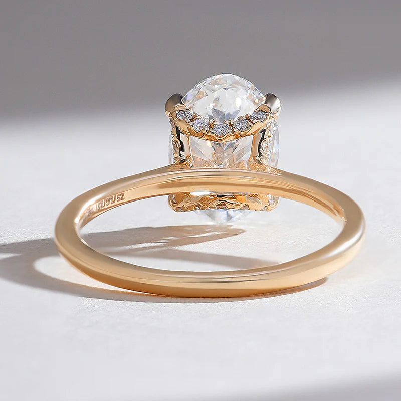 Elongated Oval Cut Moissanite Engagement Ring – Elegant Solitaire Promise Ring in 925 Sterling Silver