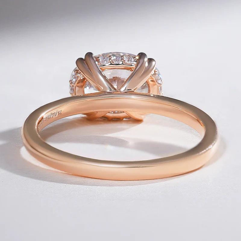 2 Carat Oval Moissanite & Lab Grown Diamond East West Engagement Ring – Two Tone Cathedral Solitaire 925 Silver Ring