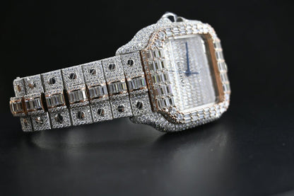 MW Premium Moissanite  Baguette Watch Automatic Movement  Square Dial Studded Watch Hip Hop Bust Down VVS  Iced Out  MW_C1025