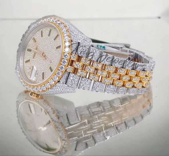 MW  Premium Roman  Dial  Iced Out VVS Moissanite Stainless Steel  Diamond Hip Hop Bust Down Watch  Studded Watch Automatic Movement Watch Fully Iced out Watch MW_R1027