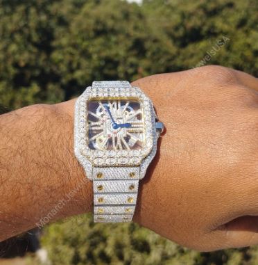 MW Premium  Moissanite Hip Hop Premium Skeleton Dial Bust Down D Moissanite d  Bust Down   Fully Iced Out  MW_C1067