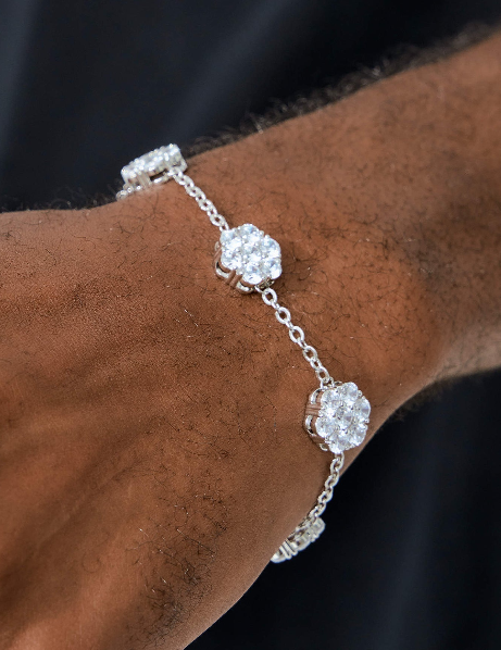 MW Lavish Cluster Hexagon Adjustable Bracelet VVS Moissanite 925 Sterling Silver Hip Hop MW_CB1029