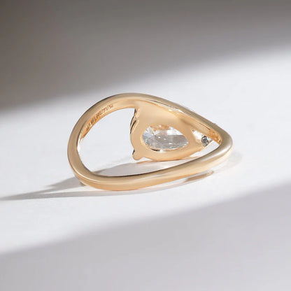 2 Carat Oval Moissanite or Lab-Grown Diamond Curved Solitaire Engagement Ring – 925 Sterling Silver Nesting Bridal Ring | Unique Proposal Ring for He