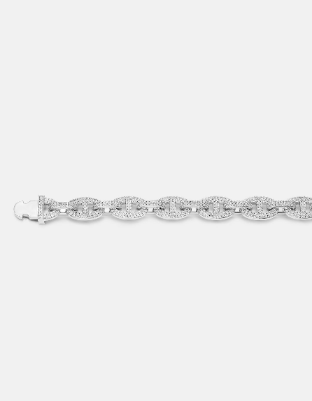 MW Unique VVS Moissanite 925 Sterling Silver 8MM G-Link Bracelet Hip Hop MW_CB1033