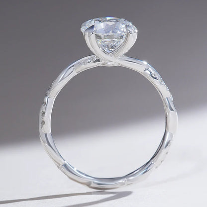 Petite Twisted Vine Moissanite Engagement Ring – Round Cut Promise Ring for Women in 925 Sterling Silver