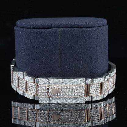 Classic Two-Tone Sterling Moissanite Watch – Diamond Iced-Out Luxury Timepiece for Men with Timeless Style