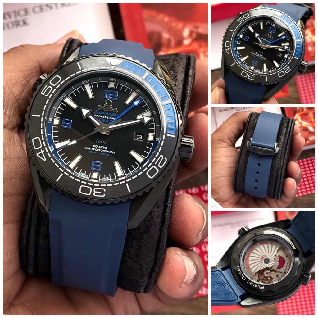 "Omega Seamaster Planet Ocean Deep Blue GMT 45.5mm Co-Axial Men’s Watch – Swiss ETA Automatic Movement 1:1 Super Clone Replica"