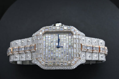 MW Premium Moissanite  Baguette Watch Automatic Movement  Square Dial Studded Watch Hip Hop Bust Down VVS  Iced Out  MW_C1025