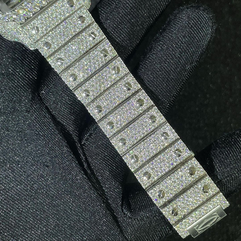 MW Fully Moissanite  Premium Square Roman Dial  Watch Automatic Movement   Studded Watch Hip Hop Bust Down VVS  Iced Out  MW_C1028