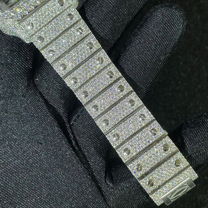 MW Fully Moissanite  Premium Square Roman Dial  Watch Automatic Movement   Studded Watch Hip Hop Bust Down VVS  Iced Out  MW_C1028